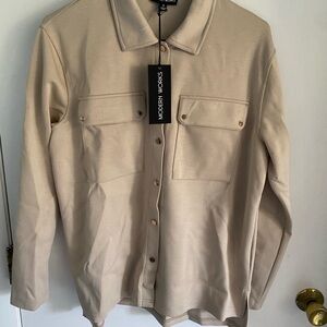 Modern Works Women's Tan Button Down Shirt